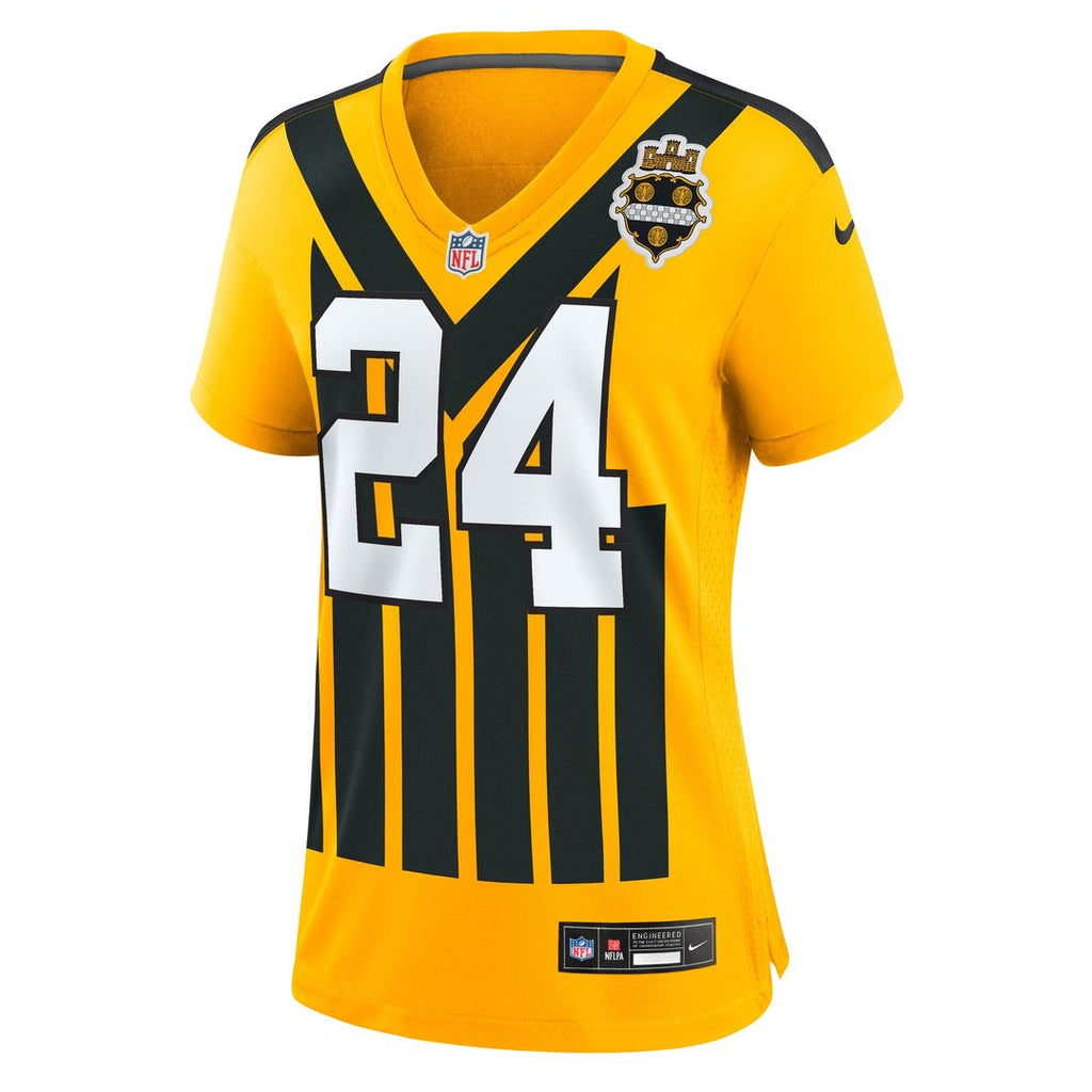 Women's Nike Pittsburgh Steelers Joey Porter Jr. Gold Alternate 1933 Throwback Game NFL Jersey