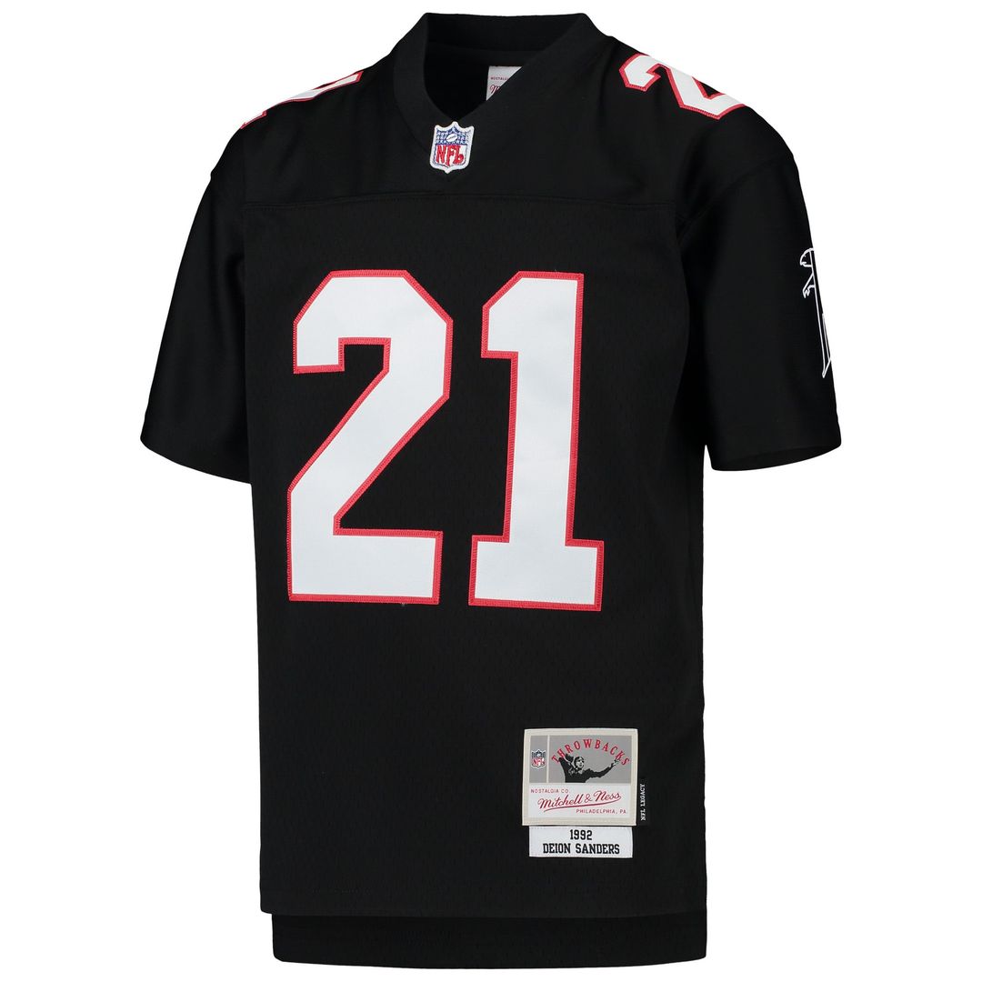 Youth Mitchell & Ness Atlanta Falcons Deion Sanders Black 1992 Legacy Retired Player NFL Jersey
