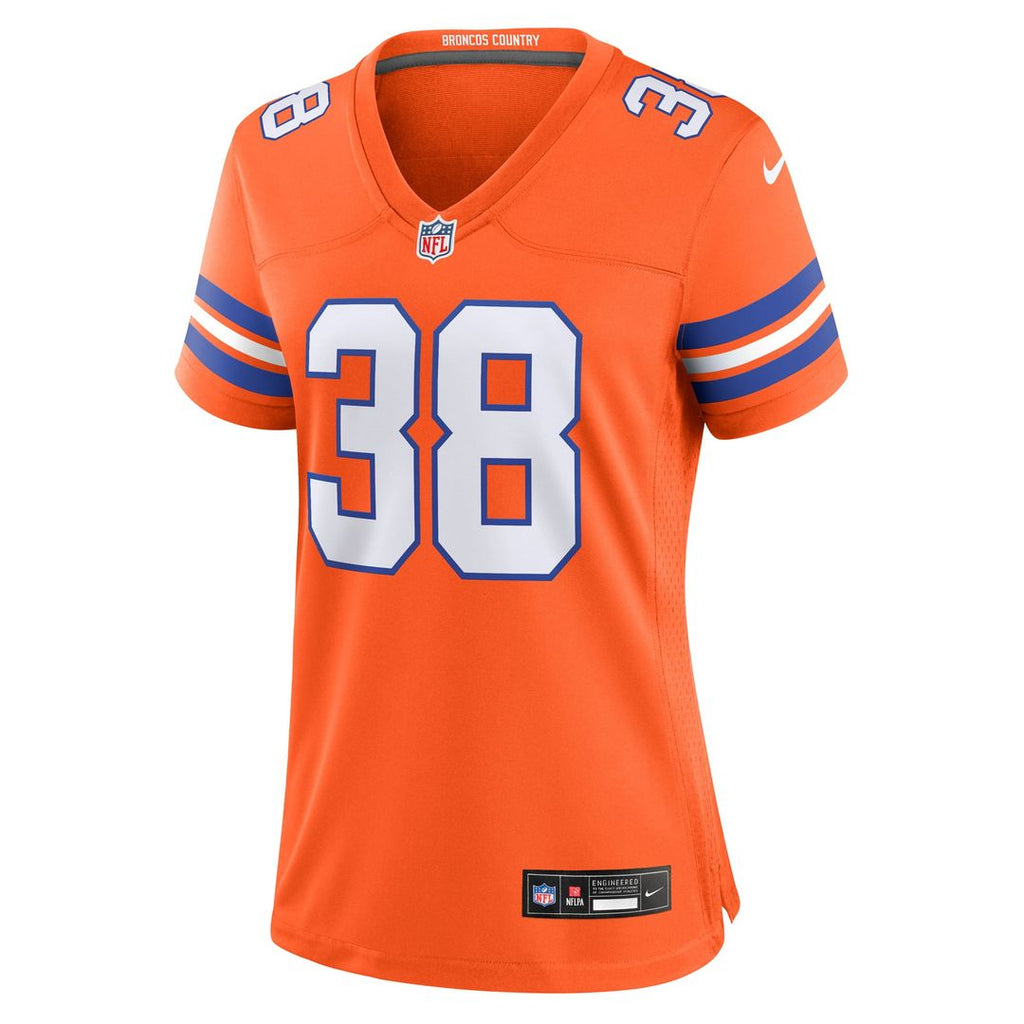 Women's Nike Denver Broncos Jaleel McLaughlin Orange Mile High Collection 1977 Throwback Player Game NFL Jersey