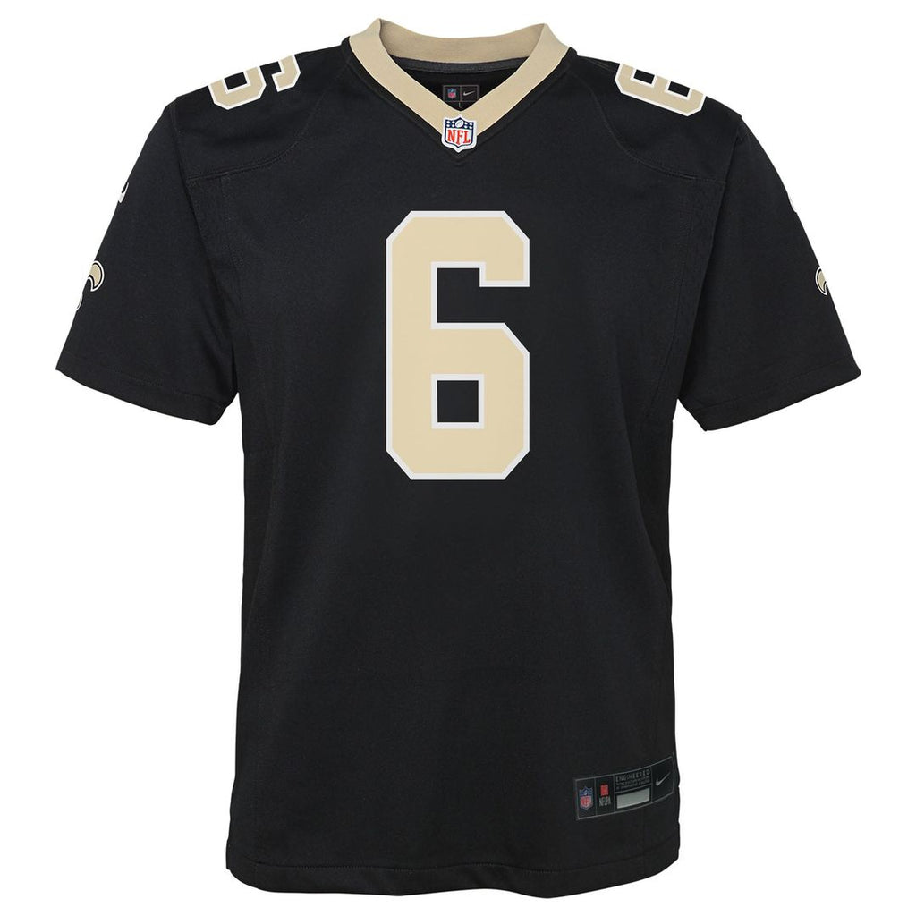 Youth Nike New Orleans Saints Tyler Shough Black Team Game NFL Jersey