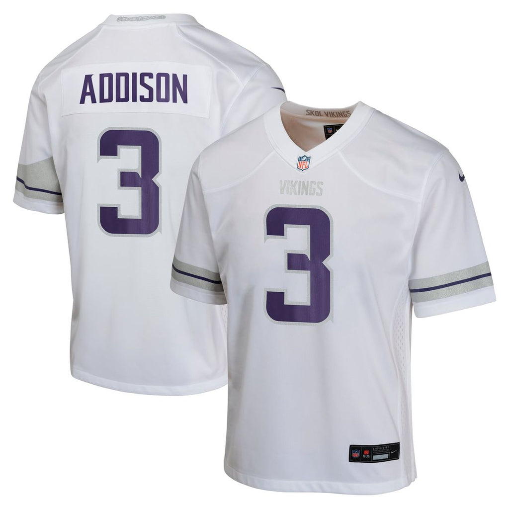 Youth Nike Minnesota Vikings Jordan Addison White Game NFL Jersey