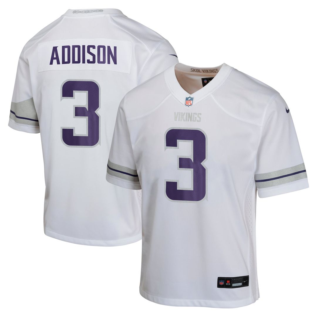 Youth Nike Minnesota Vikings Jordan Addison White Game NFL Jersey
