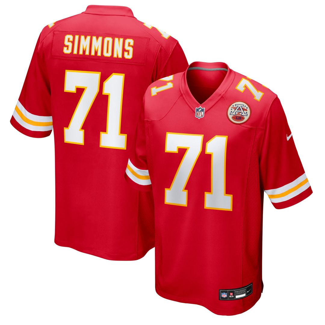 Men's Nike Kansas City Chiefs Josh Simmons Red Team Game NFL Jersey