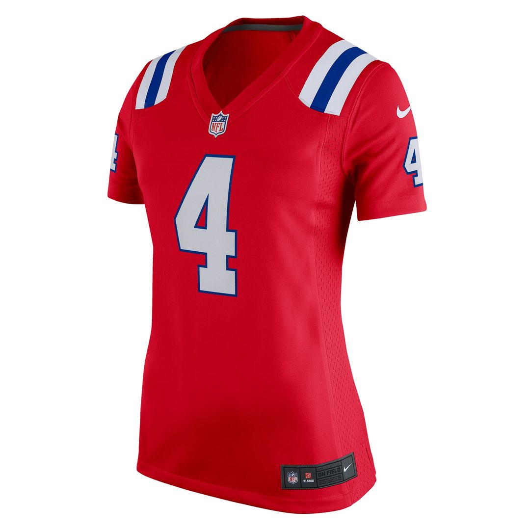 Women's Nike New England Patriots Bailey Zappe Red Team Game NFL Jersey