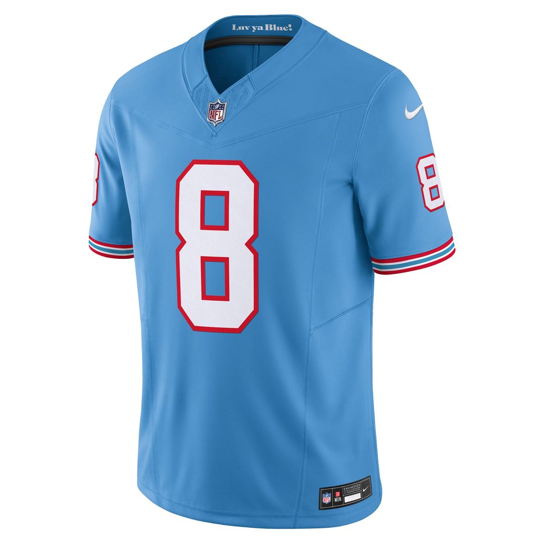 Men's Nike Tennessee Titans Will Levis Light Blue Alternate Oilers Throwback Vapor F.U.S.E. Limited NFL Jersey