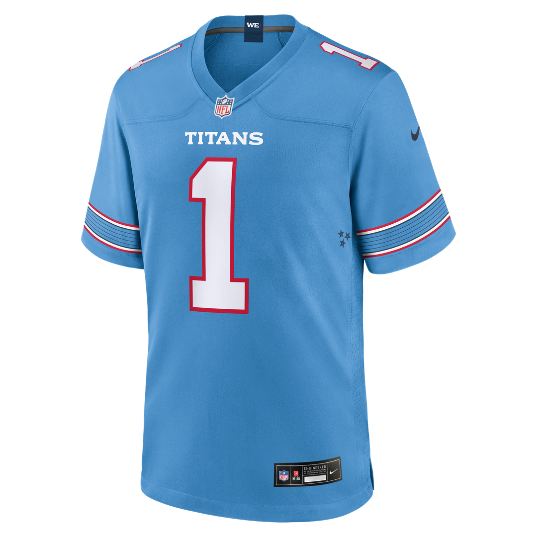 Men's Nike Tennessee Titans Carnell Tate Light Blue 2026 NFL Draft First Round Pick No. 4 Team Game NFL Jersey