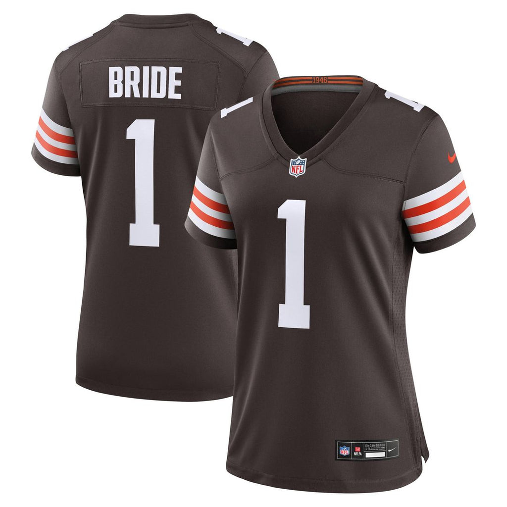 Women's Nike Cleveland Browns Number 1 Bride Brown Game NFL Jersey
