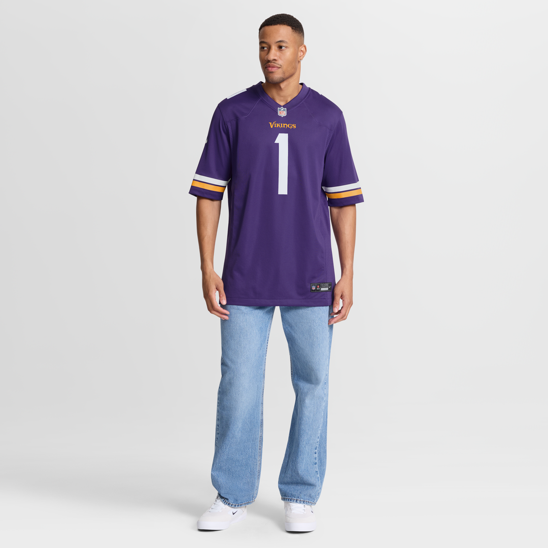 Men's Nike Minnesota Vikings Number 1 Dad Purple Game NFL Jersey