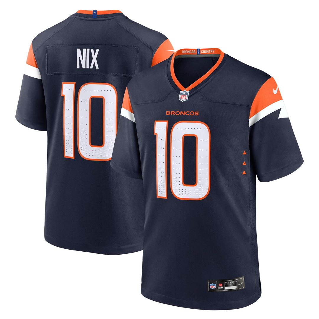 Men's Nike Denver Broncos Bo Nix Orange Player Game NFL Jersey