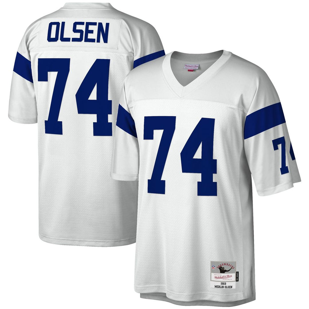 Men's Mitchell & Ness Los Angeles Rams Merlin Olsen White Legacy Replica NFL Jersey