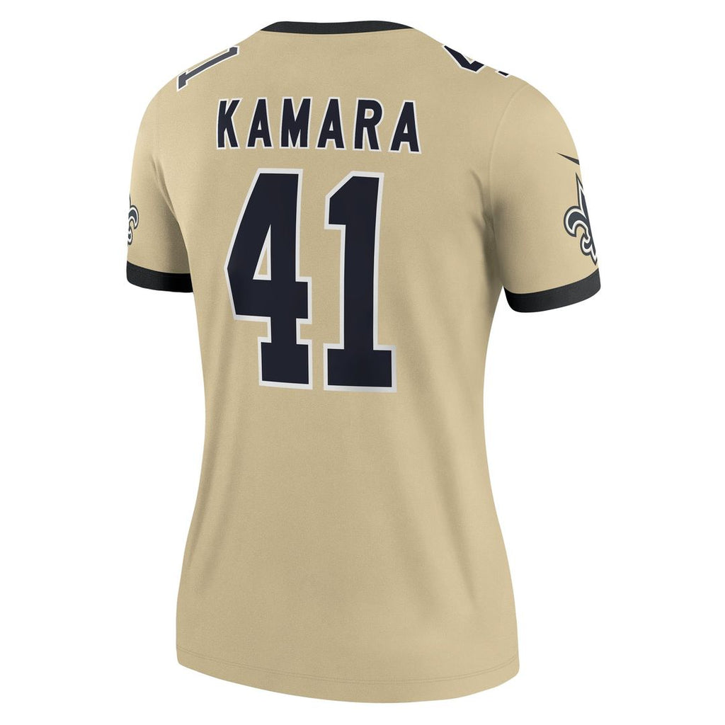 Women's Nike New Orleans Saints Alvin Kamara Gold Gameday Golds Alternate Legend Player NFL Performance Top