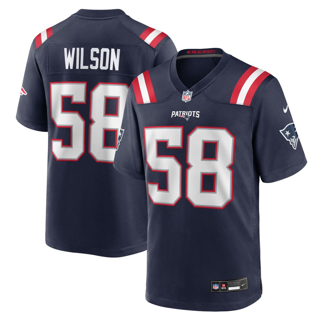 Men's Nike New England Patriots Jared Wilson Navy Team Game NFL Jersey