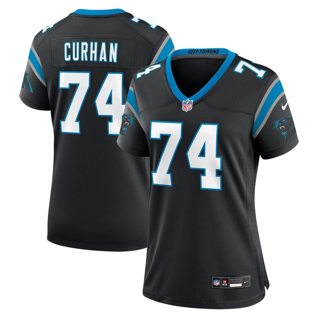 Women's Nike Carolina Panthers Jake Curhan Black Team Game NFL Jersey