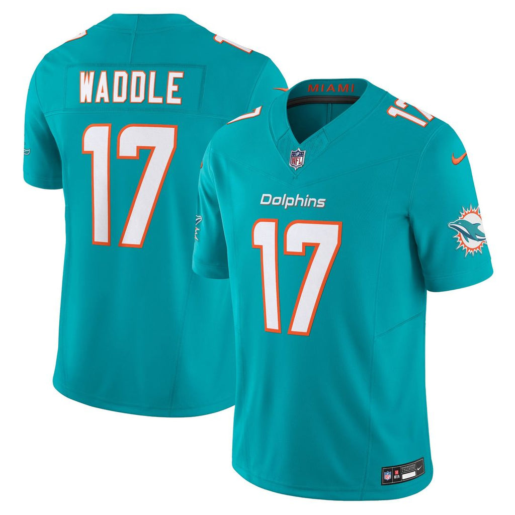 Men's Nike Miami Dolphins Jaylen Waddle Aqua Vapor F.U.S.E. Limited NFL Jersey