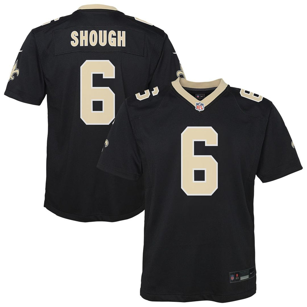 Youth Nike New Orleans Saints Tyler Shough Black Team Game NFL Jersey