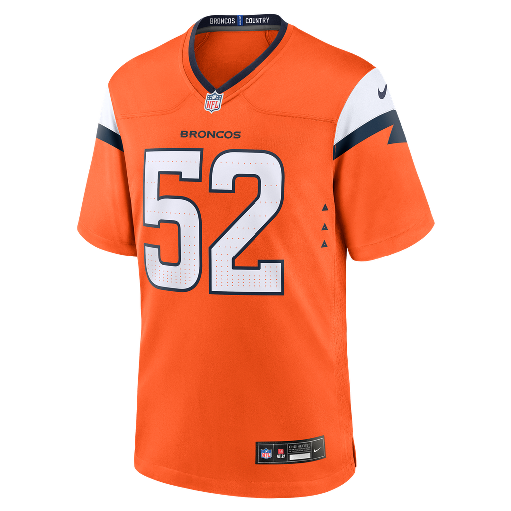 Men's Nike Denver Broncos Jonah Elliss Orange Team Game NFL Jersey