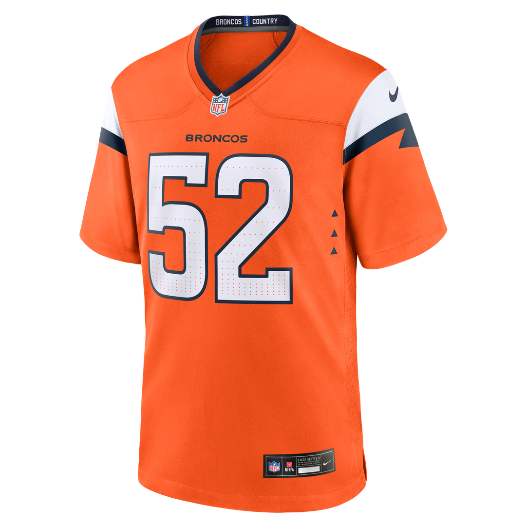 Men's Nike Denver Broncos Jonah Elliss Orange Team Game NFL Jersey