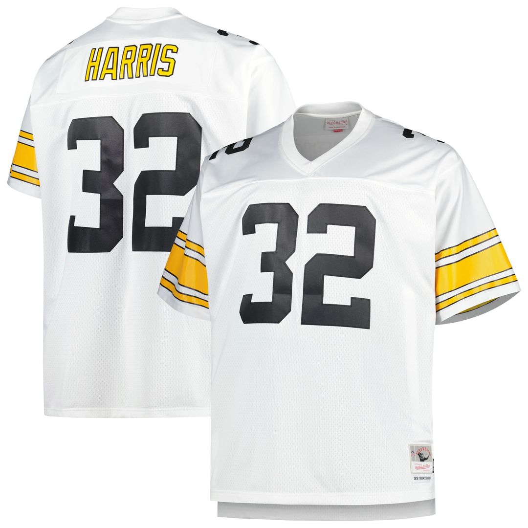 Men's Big & Tall Mitchell & Ness Pittsburgh Steelers Franco Harris White 1976 Retired Player Replica NFL Jersey