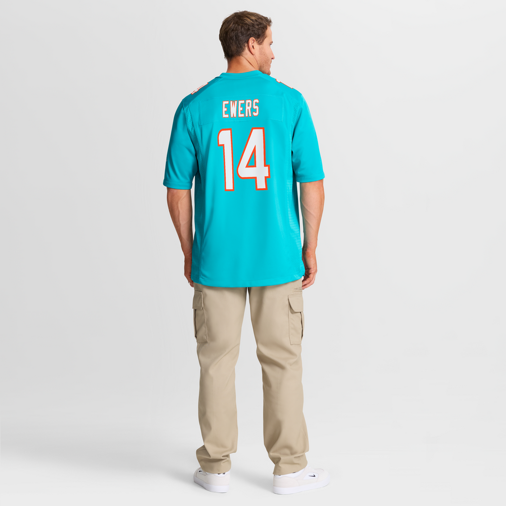 Men's Nike Miami Dolphins Quinn Ewers Aqua Team Game NFL Jersey