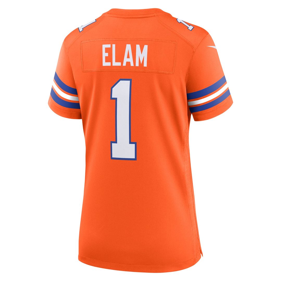Women's Nike Denver Broncos Jason Elam Orange Mile High Collection 1977 Throwback Retired Player Game NFL Jersey