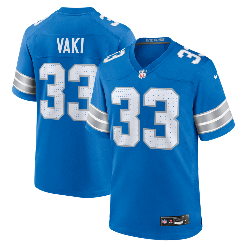 Men's Nike Detroit Lions Sione Vaki Blue Team Game NFL Jersey