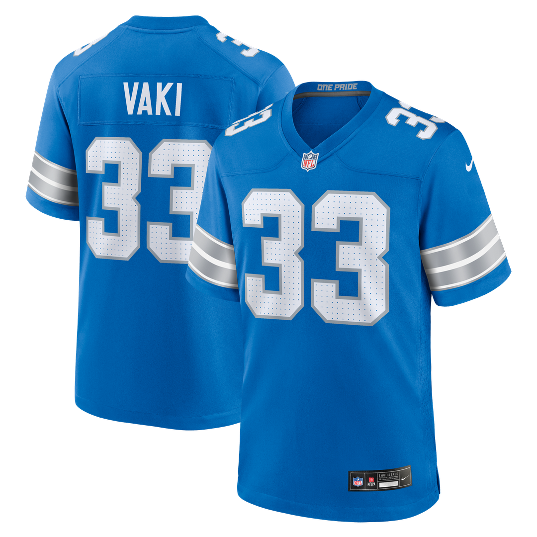 Men's Nike Detroit Lions Sione Vaki Blue Team Game NFL Jersey