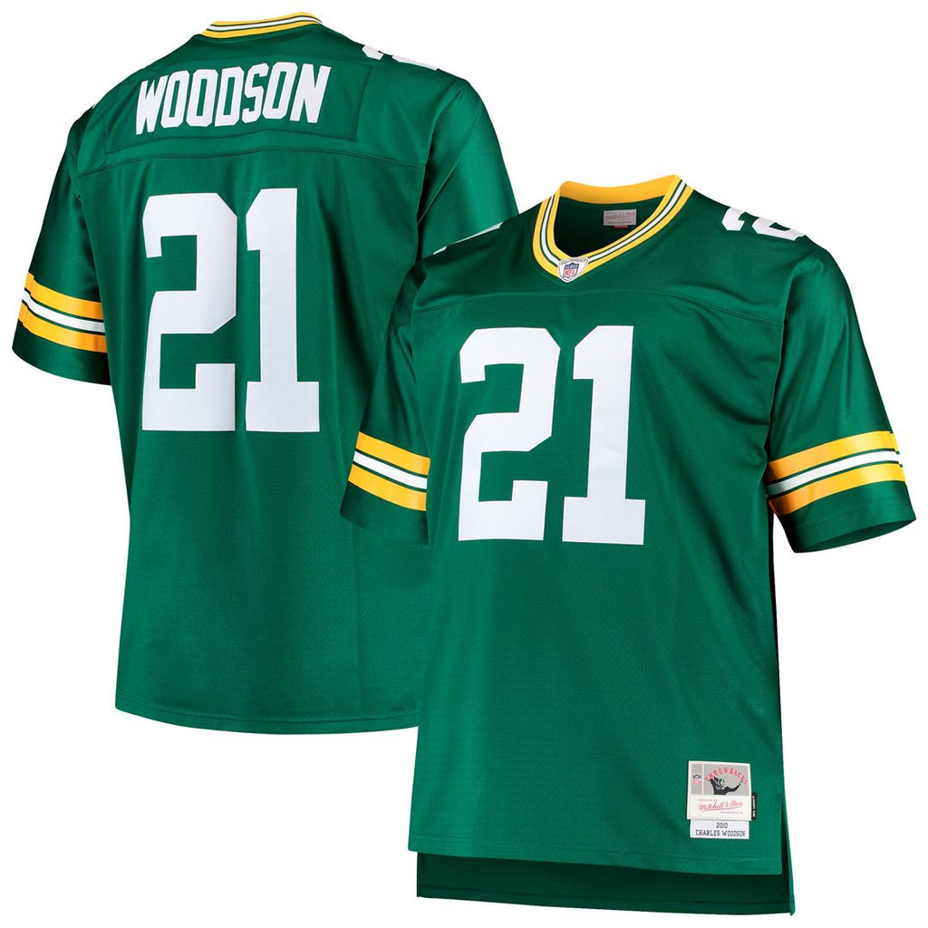 Men's Big & Tall Mitchell & Ness Green Bay Packers Charles Woodson Green 2010 Retired Player Replica NFL Jersey