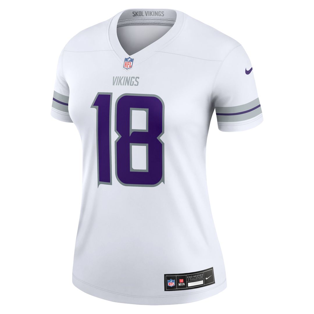 Women's Nike Minnesota Vikings Justin Jefferson White Alternate Legend Player NFL Performance Top