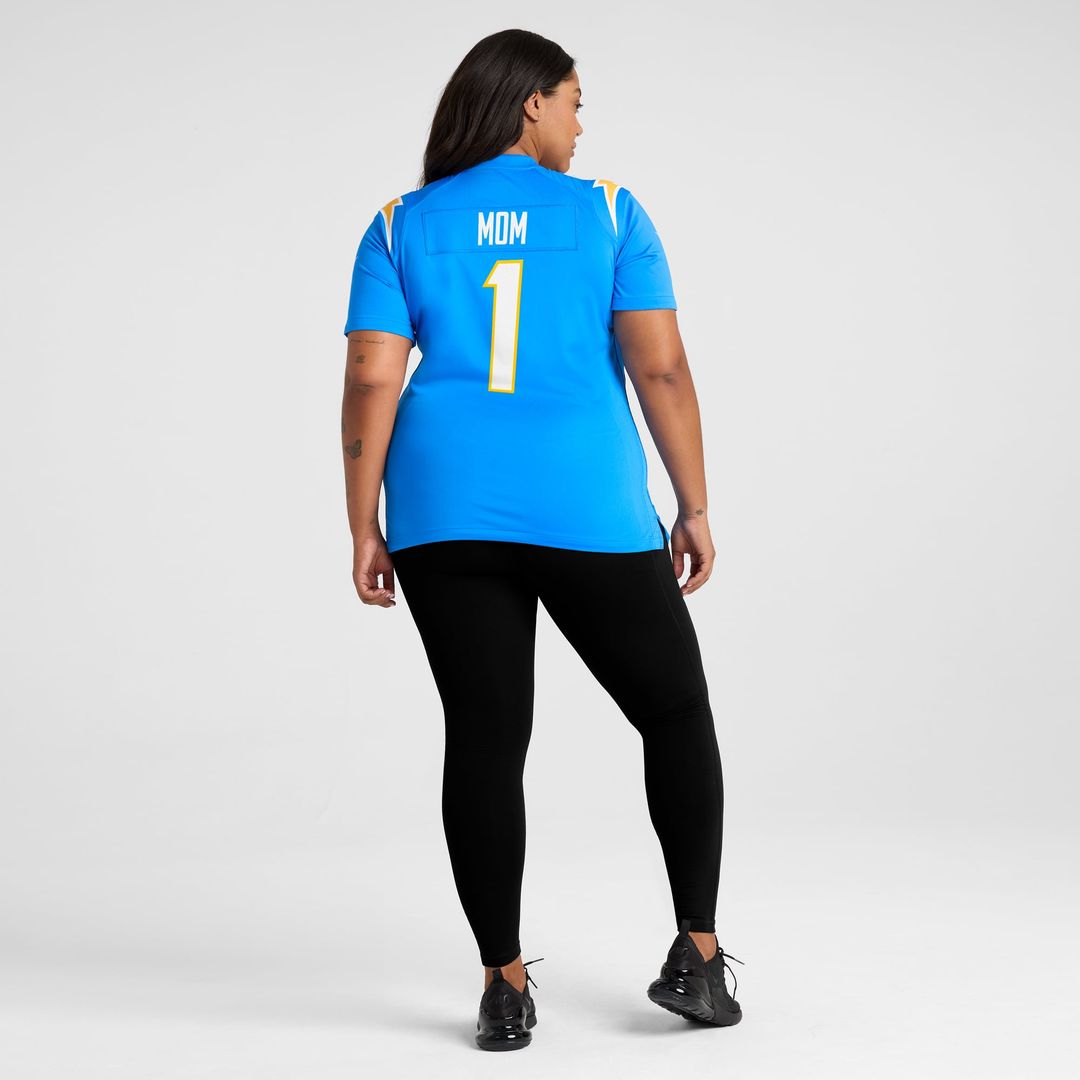 Women's Nike Los Angeles Chargers Number 1 Mom Powder Blue Game NFL Jersey
