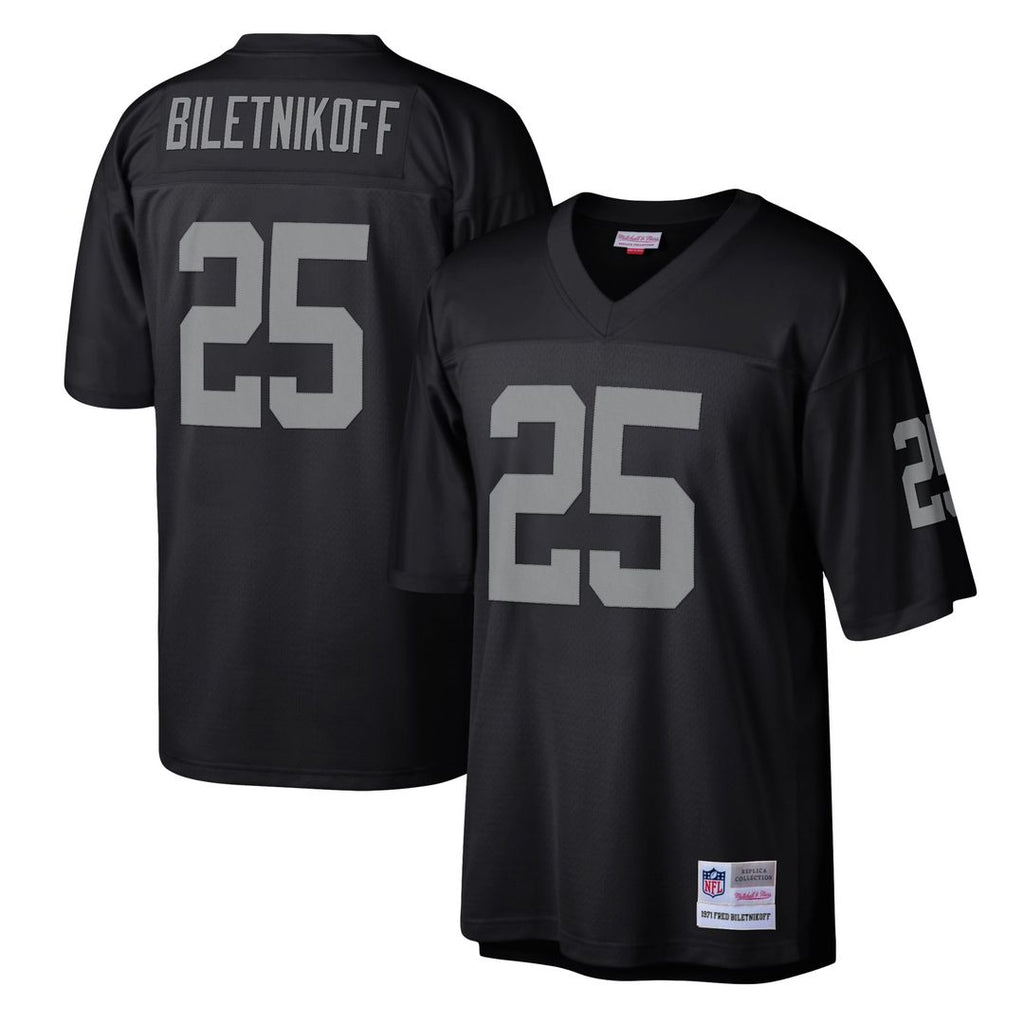 Men's Mitchell & Ness Las Vegas Raiders Fred Biletnikoff Black Legacy Replica NFL Jersey