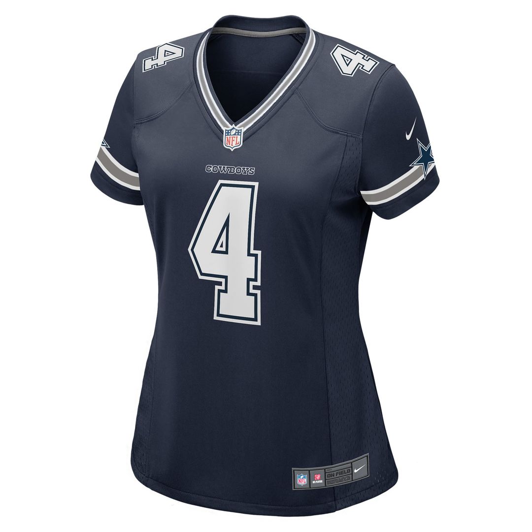 Women's Nike Dallas Cowboys Dak Prescott Navy Game Team NFL Jersey