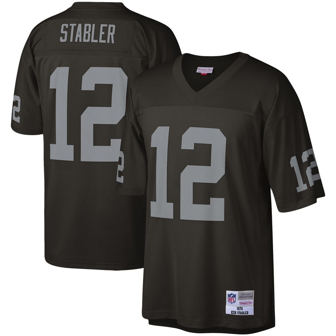 Men's Mitchell & Ness Las Vegas Raiders Ken Stabler Black Legacy Replica NFL Jersey