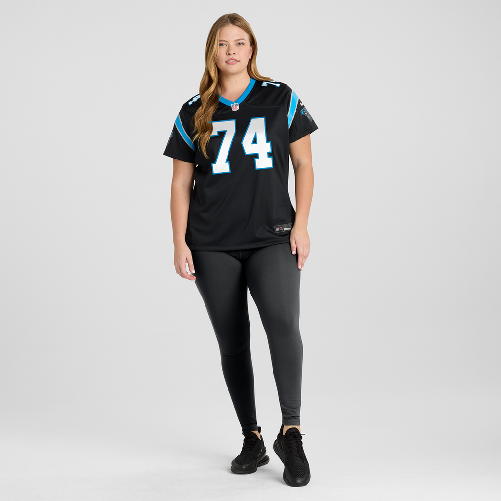 Women's Nike Carolina Panthers Jake Curhan Black Team Game NFL Jersey