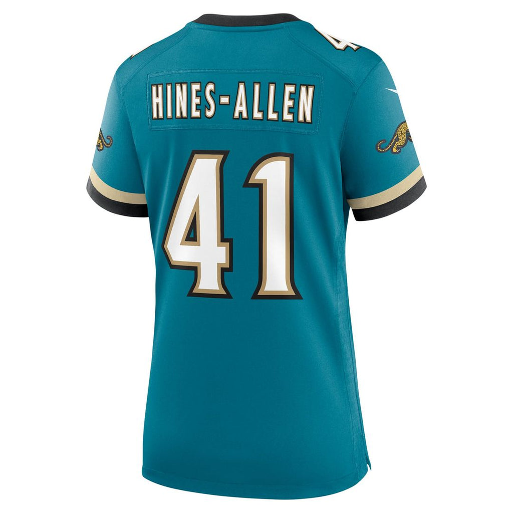Women's Nike Jacksonville Jaguars Josh Hines-Allen Teal Prowler Throwback Game NFL Jersey