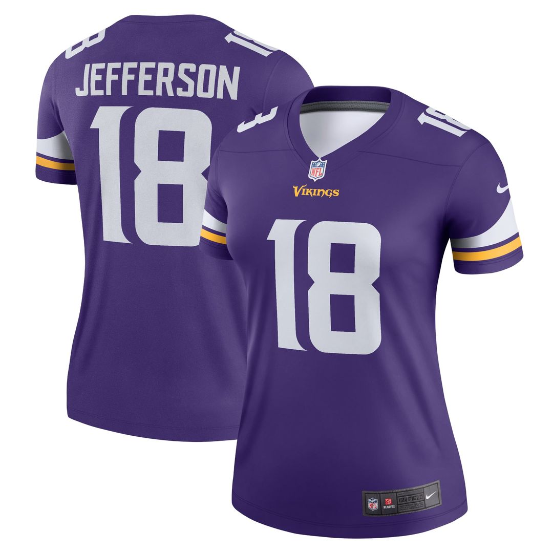 Women's Nike Minnesota Vikings Justin Jefferson Purple Legend Player NFL Performance Top