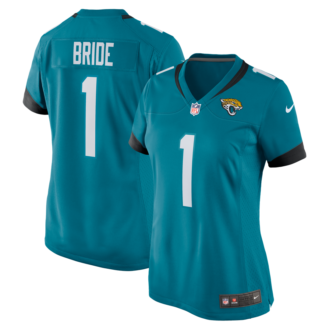 Women's Nike Jacksonville Jaguars Number 1 Bride Teal Game NFL Jersey