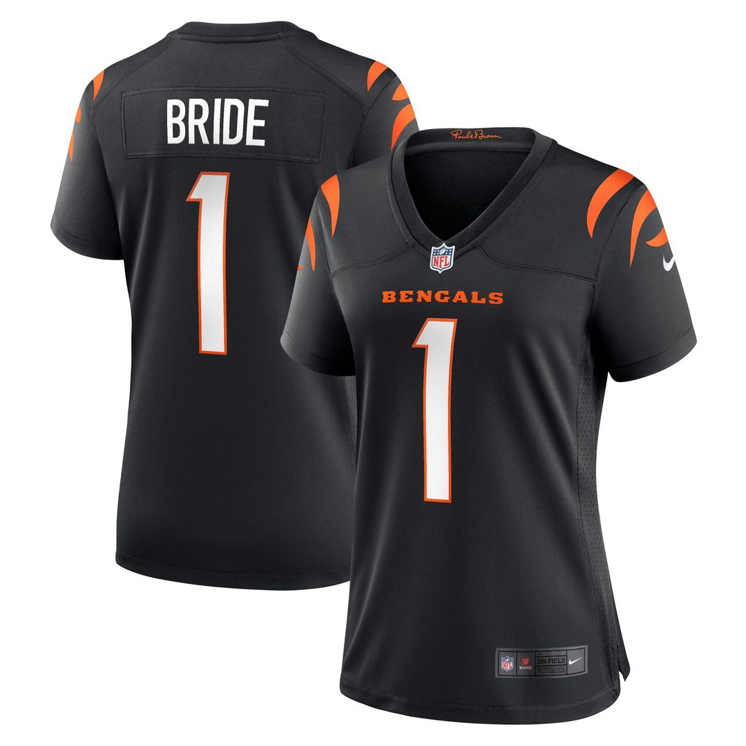 Women's Nike Cincinnati Bengals Number 1 Bride Black Game NFL Jersey