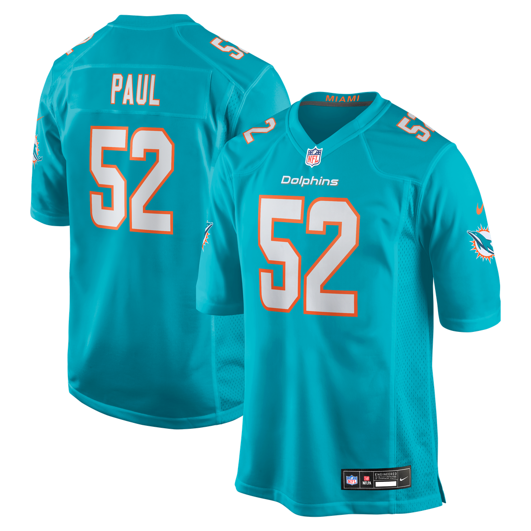 Men's Nike Miami Dolphins Patrick Paul Aqua Game NFL Jersey