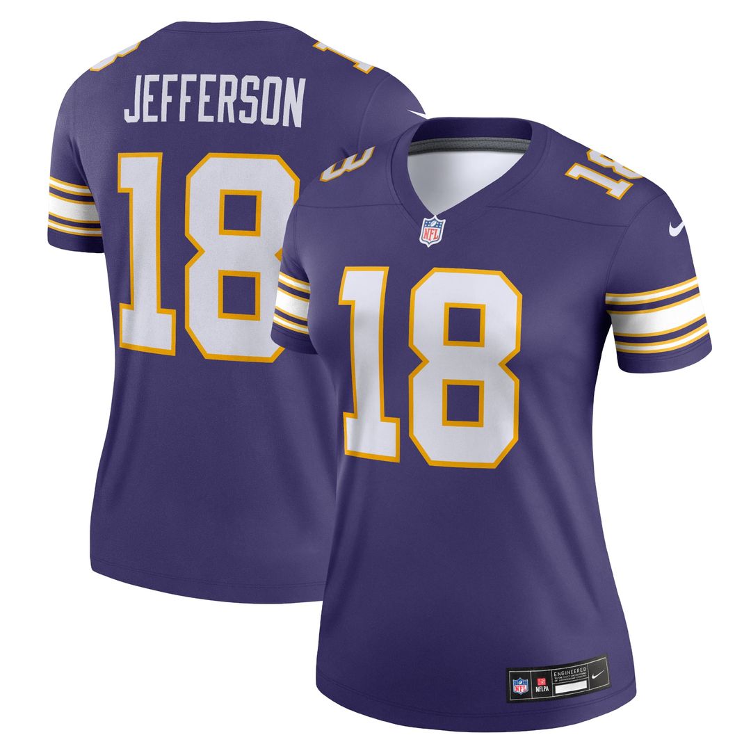 Women's Nike Minnesota Vikings Justin Jefferson White Alternate Legend Player NFL Performance Top
