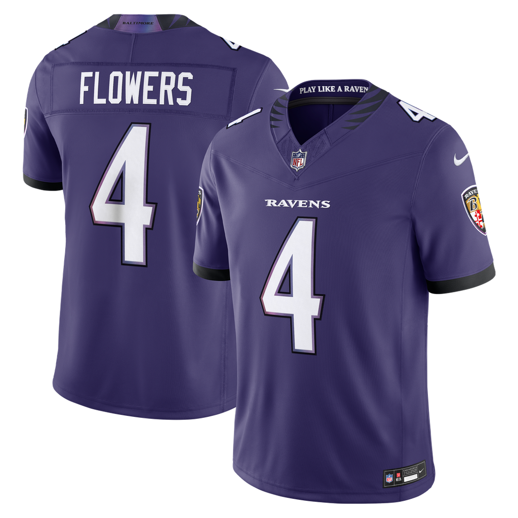 Men's Nike Baltimore Ravens Zay Flowers Purple Vapor F.U.S.E. Stitched Limited NFL Jersey