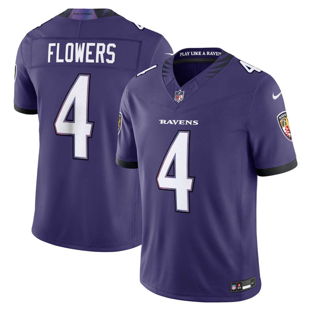 Men's Nike Baltimore Ravens Zay Flowers Purple Vapor F.U.S.E. Stitched Limited NFL Jersey