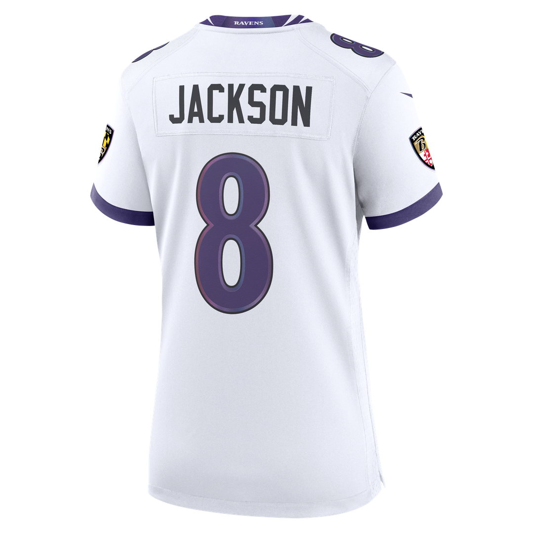 Women's Nike Baltimore Ravens Lamar Jackson White Game NFL Jersey