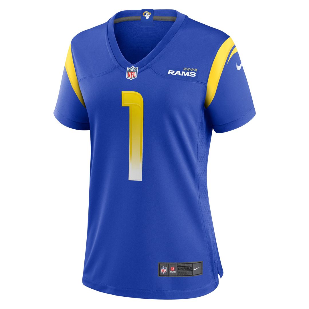Women's Nike Los Angeles Rams Number 1 Mom Royal Game NFL Jersey