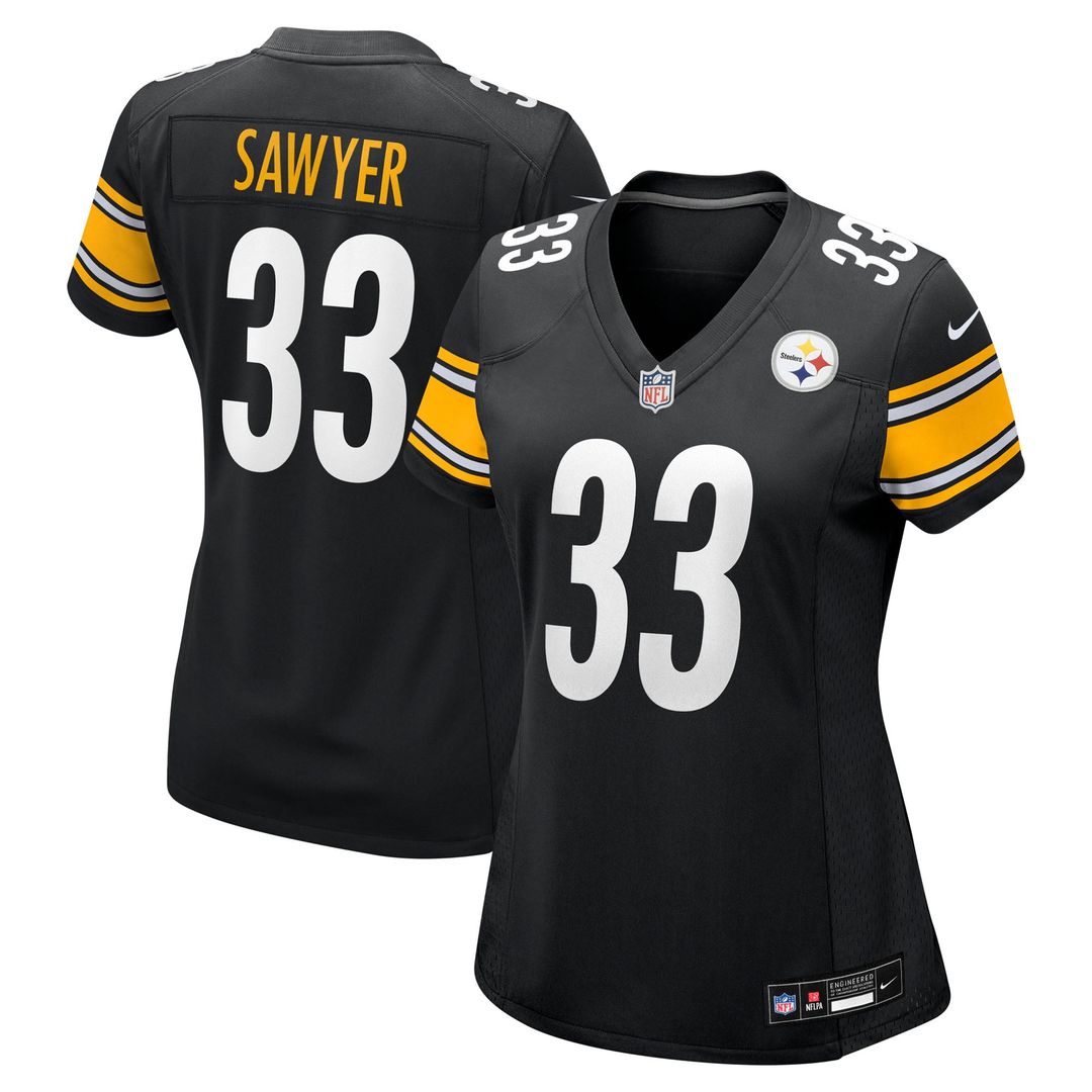 Women's Nike Pittsburgh Steelers Jack Sawyer Black Team Game NFL Jersey