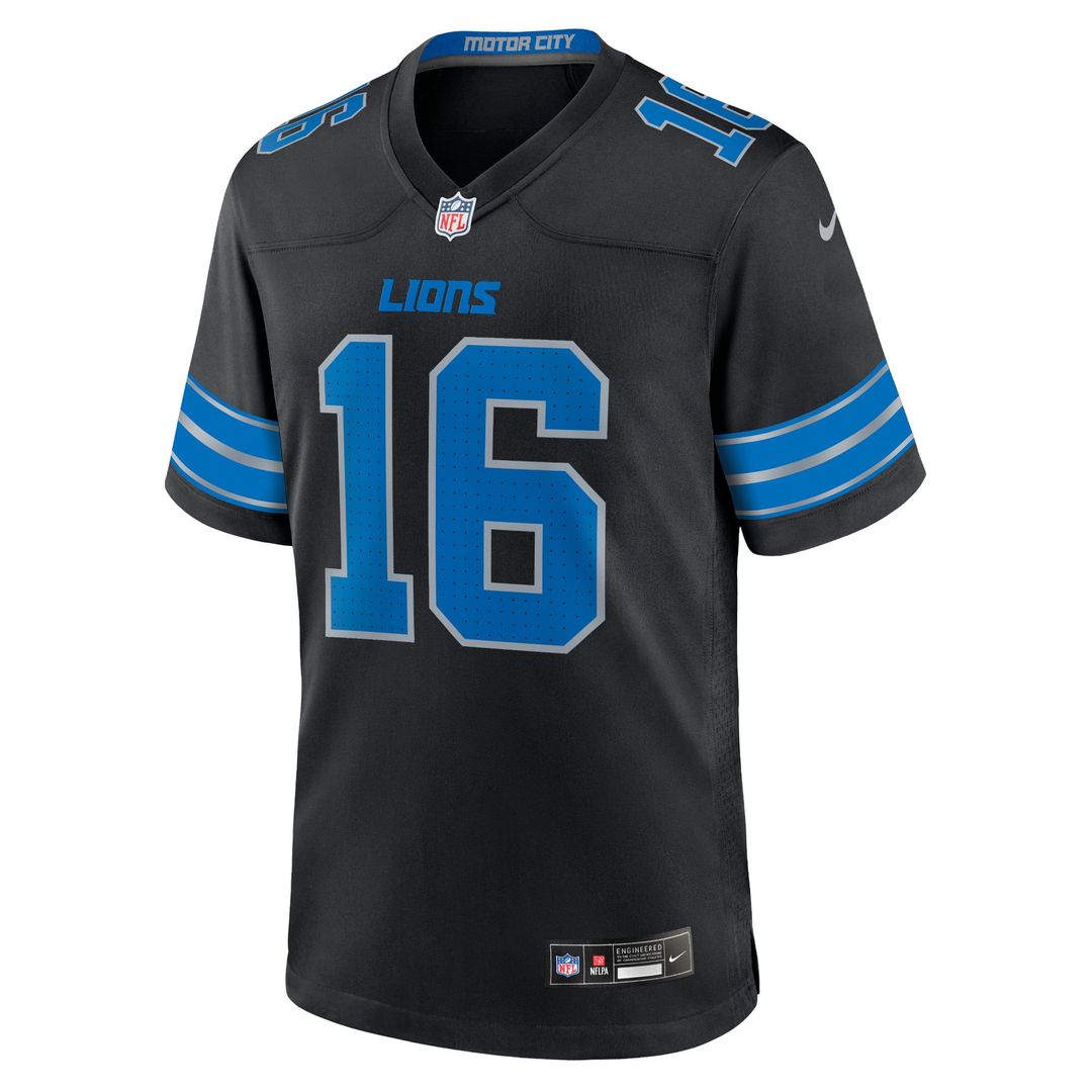 Men's Nike Detroit Lions Jared Goff Black 2nd Alternate Game NFL Jersey