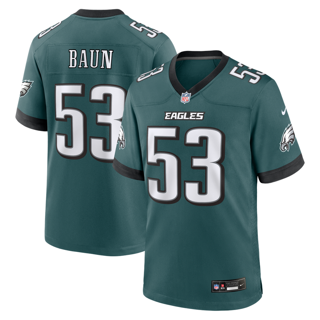 Men's Nike Philadelphia Eagles Zack Baun Midnight Green Team Game NFL Jersey