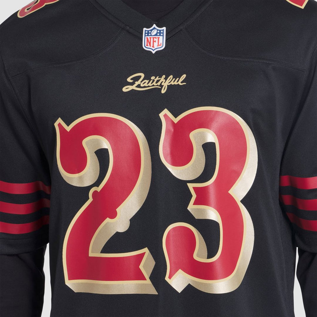Men's Nike San Francisco 49ers Christian McCaffrey Black 2025 Rivalries Collection Game NFL Jersey