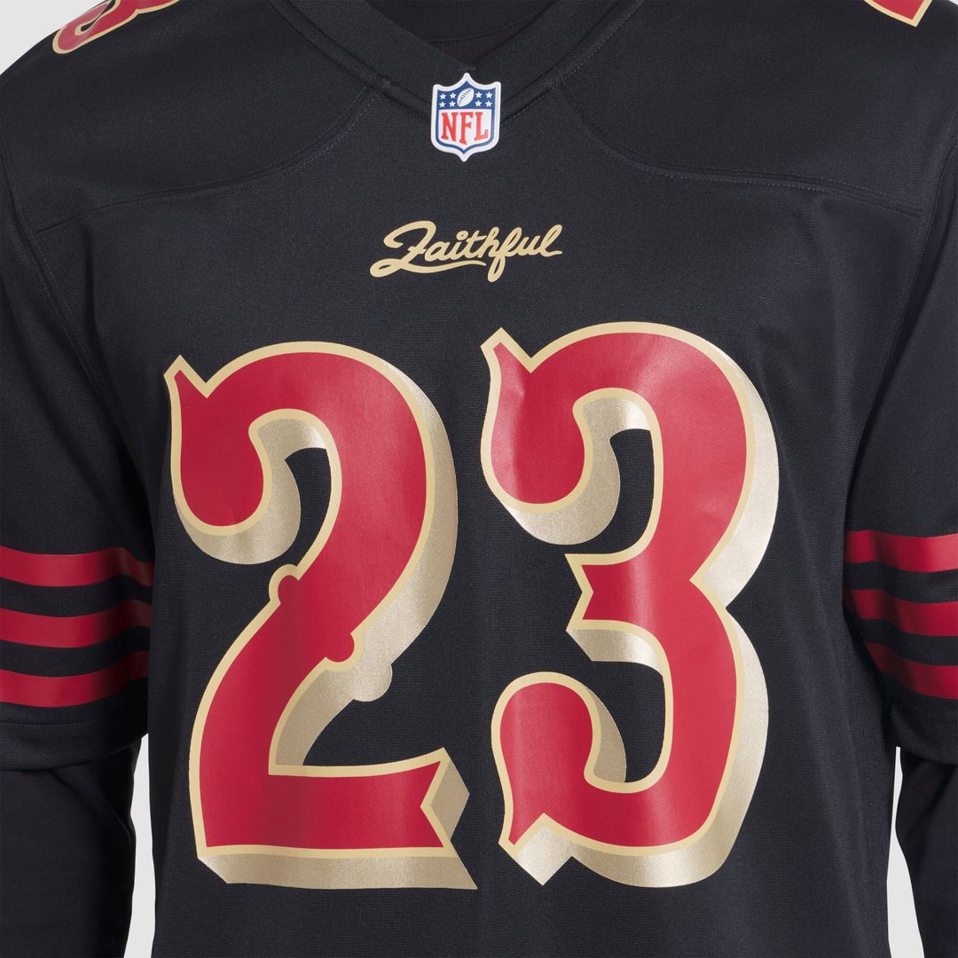 Men's Nike San Francisco 49ers Christian McCaffrey Black 2025 Rivalries Collection Game NFL Jersey