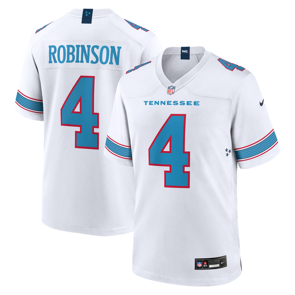 Men's Nike Tennessee Titans Wan'Dale Robinson White Game NFL Jersey