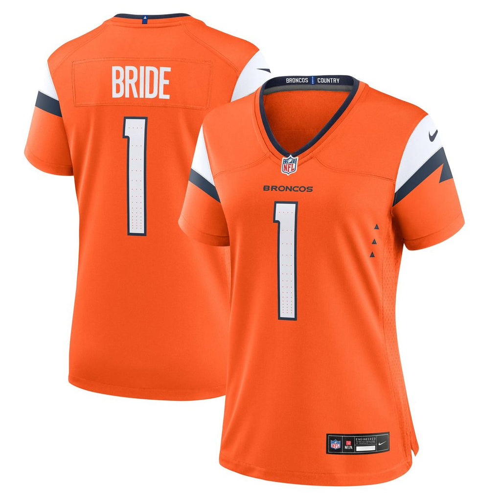 Women's Nike Denver Broncos Number 1 Bride Orange Game NFL Jersey